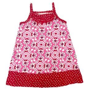 Hanna Andersson Pink Red Mixed Print Sun Dress Sz 80 US 18-24 Months